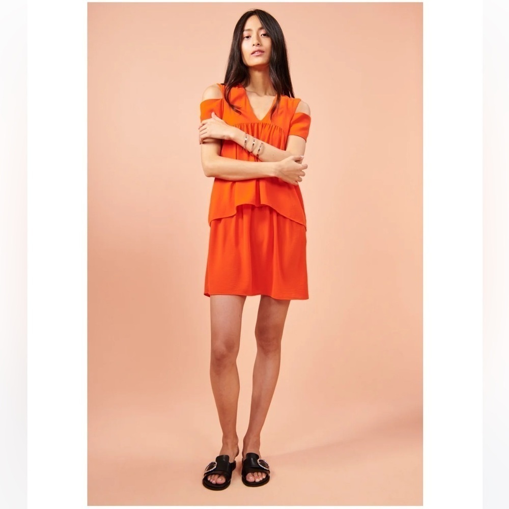 Cop. Copine Paris orange cold shoulder dress size 40